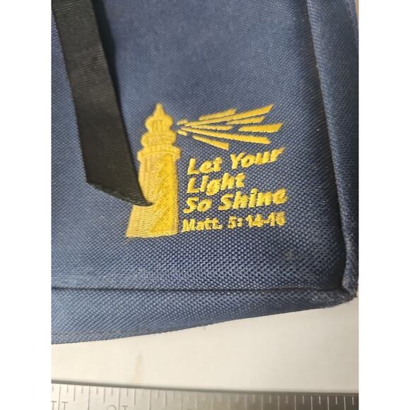 VTG Bible Gear Bible Cover Case Blue Zip Bookmark Pockets - Picture 2 of 16